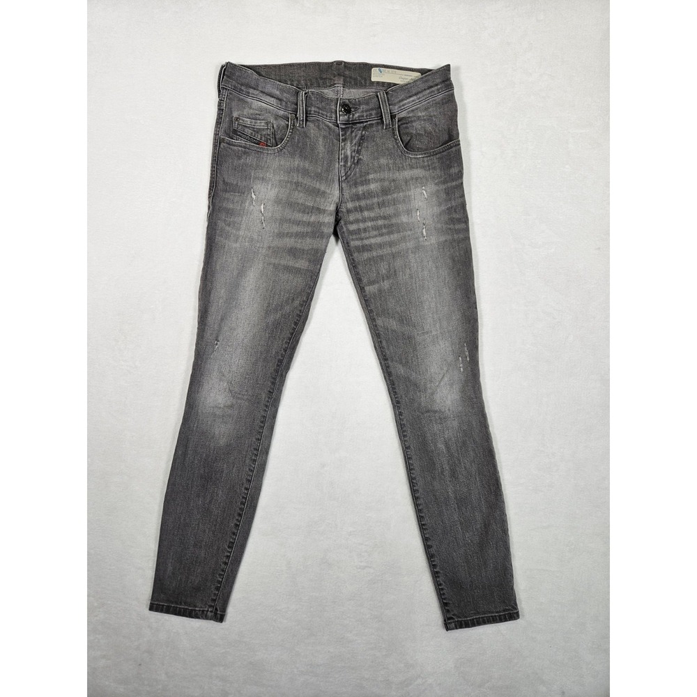 Diesel Grupee Jeans Size 28x32 Gray Super Slim Skinny‎ Low Waist Distressed